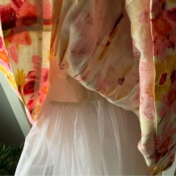 NOS Vintage Tracy & Michael Floral Drop Waist Linen Sleeveless Dress- Size 8 - Picture 6 of 8